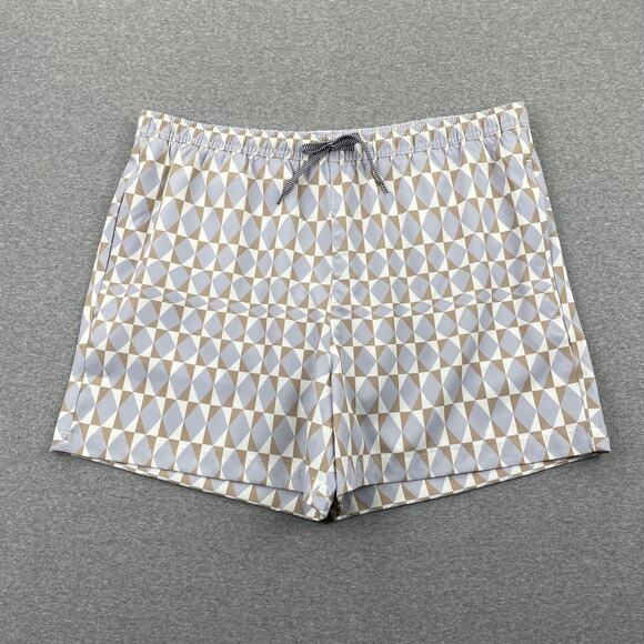 Open Edit Nordstrom Mens XL Recycled Volley Swim Trunks 4" Purple Diamond Grid - Picture 12 of 16